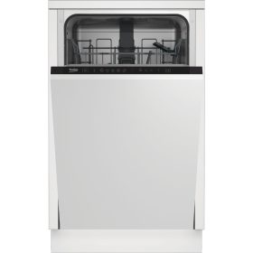   Beko DIS35025 Beépíthető mosogatógép, 10 teríték,11.9 L,5 prog.,48 dB,E,Alsó evőeszk.,45 cm, Autom.ajtónyit.nélkül