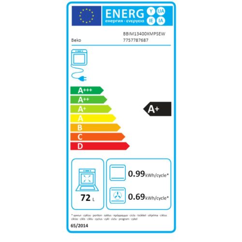 Beko BBIM13400XMPSEW Beépíthető Sütő 15 funkcióval,Digit.Kijelző,72 L,Teleszkópos sütősín,Gőztisztítás