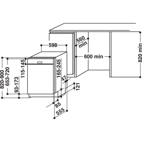 Whirlpool WBC 3C26 X Beépíthető mosogatógép, 14 teríték,9 L,7 prog.,46 dB,E,Alsó evőeszk.,60 cm,Digit.kijelző,Autom.ajtónyit.